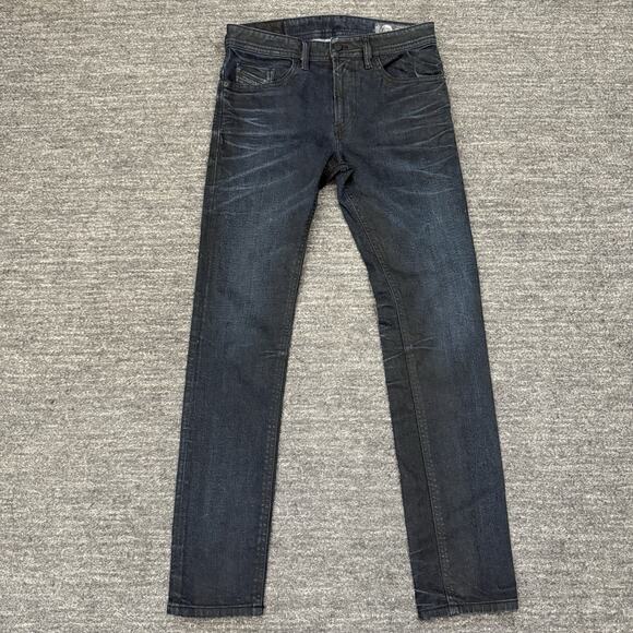 Diesel Thommer Jeans Mens 31x32 Slim Skinny Stretch Whiskered Dark Wash Denim - Picture 1 of 12